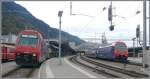 Bahnhof Chur, fast ein Zrcher Vorortsbahnhof? 450 025-2 als Regio NPZ Ersatz aus Ziegelbrcke und 450 109-4 als REX Ersatz nach St.Gallen.