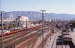 Der Bahnhof in Genf (Genève) von der Avenue de France aus gesehen.