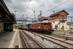 Am 31.07.2021 ist BLS Stiftung Ae 6/8 205 unterwegs mit einem Extrazug von Vallorbe nach Bern und konnte hier im Bahnhof Kerzers aufgenommen werden.