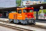 RhB Rangierlok Stadler Geaf2/2 20606 am 07.07.26 in Landquart beim Rangieren vom Bahnsteig aus fotografiert 