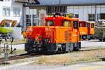 RhB Rangierlok Stadler Geaf2/2 20606 am 07.07.26 in Landquart beim Rangieren vom Bahnsteig aus fotografiert 