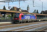 SBB Cargo - Lok 91 80 6 193 056-9 mit Güterzug bei der Durchfahrt im  Bahnhof Rupperswil am 01.10.2025