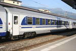 Der Liegewagen der kroatischen Staatsbahnen Bcee (NVR 61 78 59-70 002-4 HR-HŽPP) ist an diesem Freitag im EN 466 von Zagreb nach Zürich am Zugschluss eingereiht.