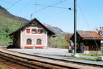 08.05.1994 Schweiz, Lavin, Bahnhof der Räthischen Bahn.