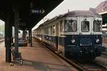 Bilder von der Lötschbergbahn im Mai 1981: Der ABDe 4/8 754 im Bahnhof Spiez