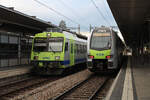 bls 566 941 und bls 515 001 (MUTZ) stehen in Spiez. 566 941 (566 241) wird in Kürze als RE nach Interlaken Ost starten. (18.04.2023)