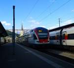 Nachschuss des RABe 511 020 als RE 4962  Rheintal-Express  (Chur - St. Gallen - Wil) am 25.7.2015 bei der Abfahrt in St. Gallen.