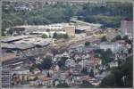 Grenzbahnhof St.Margrethen aus der Vogelperspektive, aufgenommen von Walzenhausen.