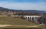 SBB Cargo Re 620 081 / Viaduc de Boudry, 4. Februar 2024<br>
WLV-Zug 50600 RB Limmtattal - Lausanne-Triage