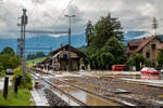 Nach starken Regenfällen wurde der Bahnhof Thurnen am 28.06.2021 überschwemmt.