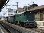 BLS - 150 Jahre Eisenbahn in Konolfingen - Be 4/4  102 mit Extrazug im Bahnhof Konolfingen am 01.06.2014
