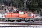 Seitenblick auf BLS 936 132 in Kandersteg am 1.Jänner 2020.