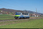 BLS Re 420 502-7 ist 26.03.2021 als Lokzug von Bern Weyermannshaus nach Spiez unterwegs und konnte hier im Gürbetal bei Mühlethurnen aufgenommen werden.