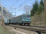 Steuerwagen-Treffen von Bt 943 und 944 vor dem Ltschbergtunnel Nordportal am 14.4.2007