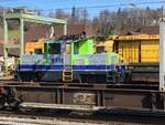 BLS Diesellokomotive beim BLS Werkhof in Spiez.
Fotografiert am 21.3.2021.