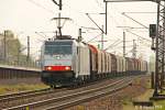186 108 bls cargo/Railpool mit Stahlzug in K�ln Porz Wahn, April 2014.
