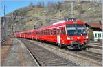 Mit der Fusion der RM und BLS kamen rote ex. RM Triebzüge in den Einsatz des Regionalverkehrs auf der BLS Südrampe.
Ausserberg, den 16. März 2007. 