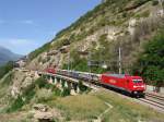 Am 12.7.05 waren die DB Br 185 226-8 und Br 185 227-6 fr Testfahrten an der BLS Sdrampe anzutreffen (Hier kurz vor Lalden).