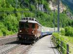 BLS / 100 Jahre Ltschbergbahn - Ae 4/4 251 mit Extrazug nach Kandersteg bei der durchfahrt im Bahnhof Blausee-Mitholz am 30.06.2013