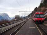 RBDe 566-NPZ als Regio Goppenstein-Brig am 1.12.2007 bei der Ausfahrt in Hohtenn.