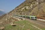 BLS RABe535 116 + twin unit run as RE3261  Ltschberger  (Bern - Brig) near Lalden on the 10th of April in 2010