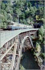 Ein ABDe 4/8 mit Bt im BLS Regionalverkehr Brig - Goppenstein auf der Bietschtalbrcke.