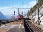 Der Regionalzug, der mich am 08.11.2006 von Ausserberg nach Hohtenn gebracht hat, verschwindet nach Goppenstein, am Ende des Zuges ein Gepck-Steuerwagen der BLS, habe ich erstmalig gesehen.