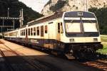 RBDe 4/4 953 / 738 (BN) mit Regionalzug 3514 Spiez-Zweisimmen auf Bahnhof Wimmis am 21-07-1995.