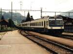 974/733 mit Zug 2324 Spiez-Zweisimmen auf Bahnhof Zweisimmen am 28-07-1995. Bild und scan: Date Jan de Vries.