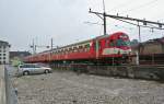 RBDe 566 I 220, mit ABt 920, abgestellt in Thun, 06.04.2013.