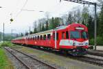 RBDe 566 I Pendel abgestellt in Ramsei; ABt 50 38 38-33 923-5, B 50 38 29-34 558-9 und RBDe 566 220-0, 03.05.2014.