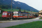 SMB/GFM: GFM RABDe 4/4 171 ausserhalb der heimischen Geleisen auf der SMB in Crémines am 9. Oktober 1991 anlässlich einer Zugskreuzung mit einem RBDe 566.
Foto: Walter Ruetsch
