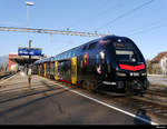 BLS - SCB Mutz  RABe 515 008 als Regio nach Belp bei der ausfahrt aus Busswil am 16.02.2019