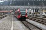 Stadler GTW RABe 526 nach Luzern bei der Einfahrt in Langnau/Be.19.02.11