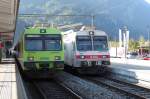 Regio nach Spiez am 22.09.11 in Interlaken West.Der Regio rechts fhrt nach Interlaken Ost.
