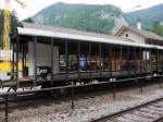 BLS /(RM) Weissenstein Tunnelkino - Leinwandwagen WK 55 85 89 29 012-8 im Bahnhof Oberdorf am 28.06.2014