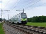 BLS - Triebzug RABe 515 001-6 unterwegs nach Thun bei Uttigen am 14.05.2015