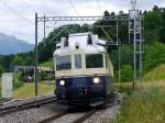 BLS Historic -  Triebwagen BCFe 4/6 736 unterwegs in Einigen am 21.06.2015