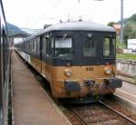 Zugkreuzung in Erlenbach i.S.: Triebwagen 940 am Ende des Golden Pass Zuges Richtung Zweisimmen aus Spiez kommend am 03.08.07.