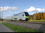 BLS - Triebzug RABe 515 035 auf Testfahrt mit 2 neuen Zwischenwagen ( Neu 6-Teilig  / Bisher 4-Teilig )in Richtung Thun unterwegs bei Uttigen am 24.10.2020