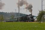 Am 04.10.2025 fährt die A 3/5 von SBB-Historic aus dem Bahnhof Ramsei in Richtung Langnau.