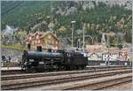 Die formschöne B 3/4 1367 schob den  Elefanten-Dampfzug  von Erstfeld nach Göschenen nach und stand somit im Schatten der beiden grossen Dampfloks.