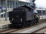 SBB Historic - Dampflok B 3/4  1367 bei der einfahrt in den HB Zürich am 12.09.2021
