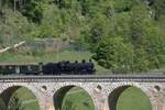 Die B 3/4 von SBB Historic ist am 26.04.2026 auf Bergfahrt �ber den R�mlingerviadukt. Ist immer ein beliebtes Motiv.