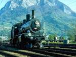 Lok B 3/4 1367(SLM 1916 n Sargans in den 1980er Jahren  beim Depot Sargans.