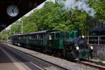 E 2/2  Feldschlösschen  + C 68 ex SiTB + C 69 ex SiTB + Ae 6/6 11407  Aargau , Zusammenstellen des Zuges für die Rücküberfuhr des Rollmateriales, Rheinfelden, 29.