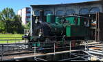 Dampflok Feldschl�sschen E 2/2  5666 auf der Drehscheibe im Bahnpark in Brugg am 23.05.2026