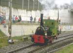 150 Jahrjubilum der Eisenbahn in der Schweiz.Lausanne Juni 1997  Die lteste betriebsfhige ehem.BLS Dampflok E 2/2  Zephir  von 1874 machte den Anfang bei der Parade(Archiv P.Walter)