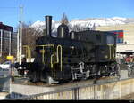 SBB - Denkmallok E 3/3 8487 im Bhf. Buchs am 27.12.2023