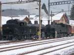 DBB - Zwei Dampfloks Eb 3/5 5811 sowie Eb 3/5 11 im Bahnhofsareal von Burgdorf am 14.02.2009